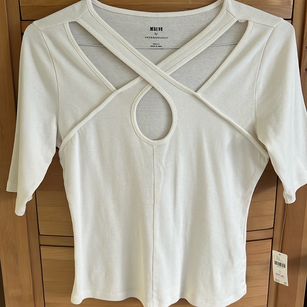 NWT Maeve size small, white cotton top